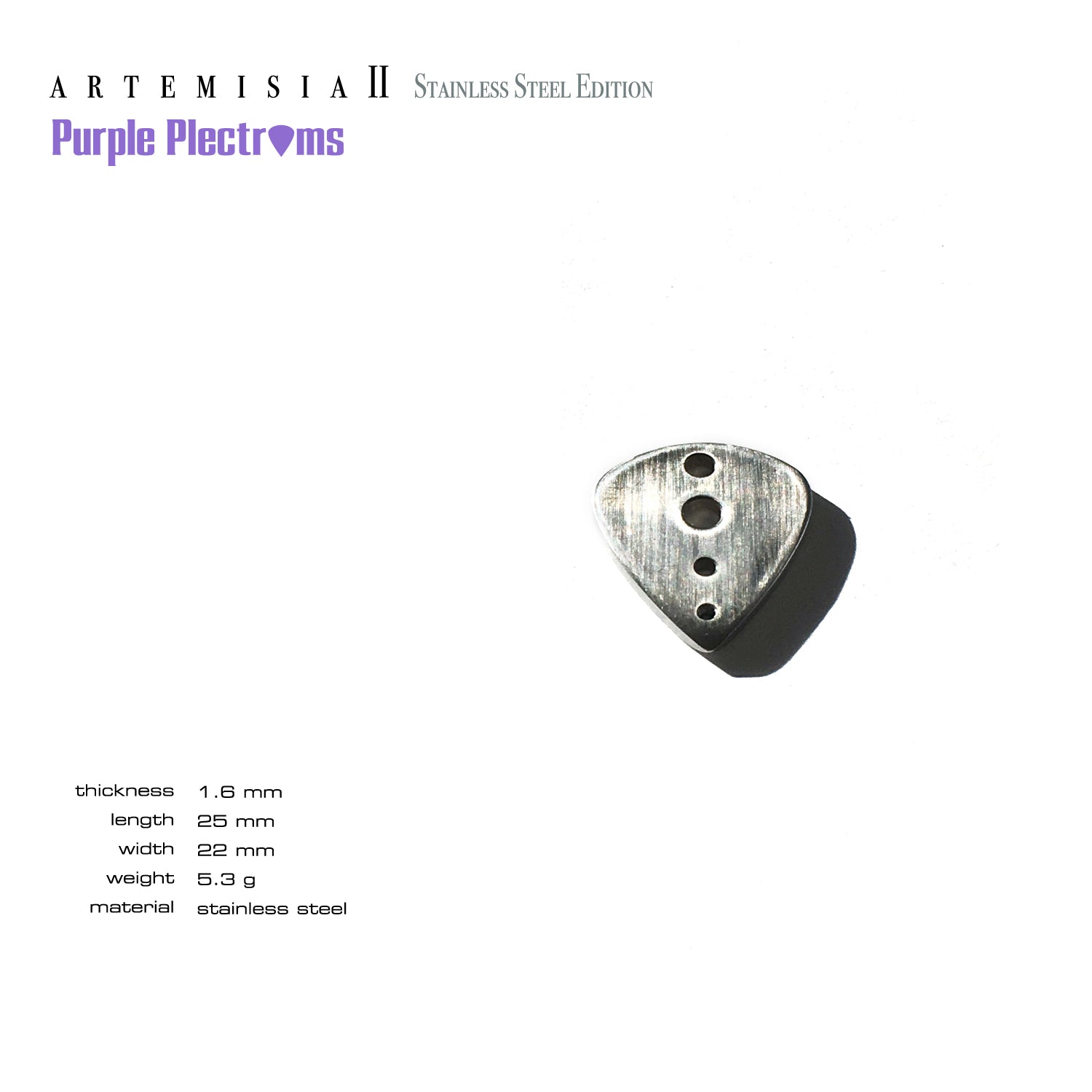 stainless steel guitar pick with holes drilled through