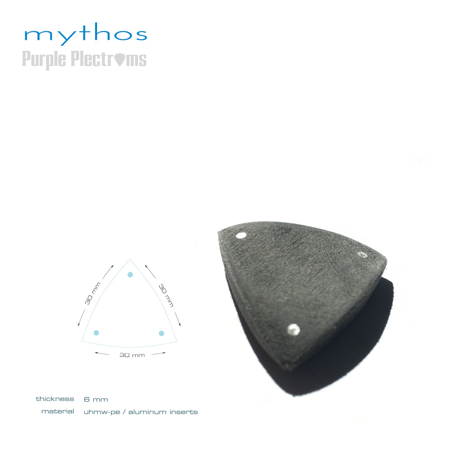 triangular guitar pick with inserts on each tip